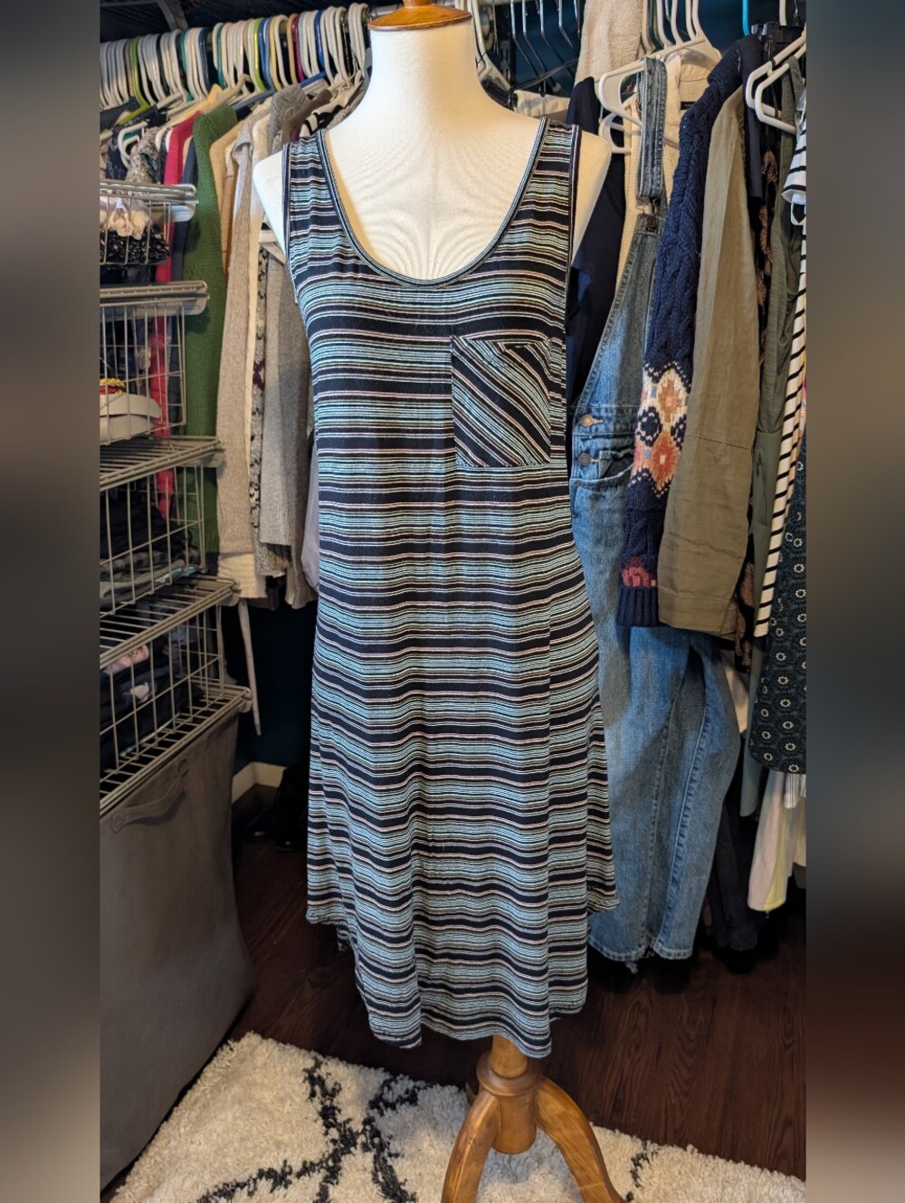 Kavu Leonora Dress Tank Striped Pink Black